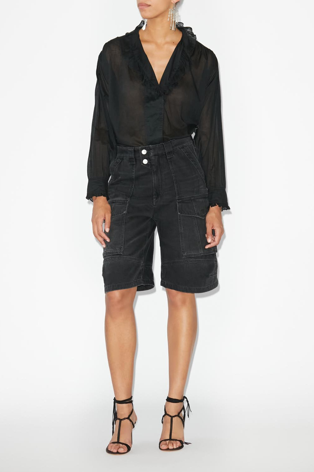 Top de voile de algodón pamias - Negro - Woman - 3