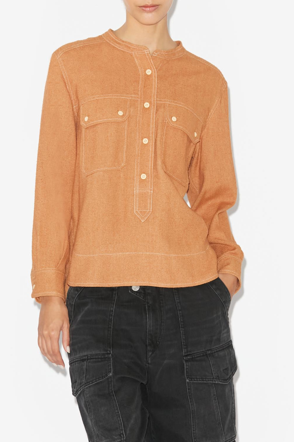 Tecoyo flap pocket silk shirt - Camel - Woman - 8