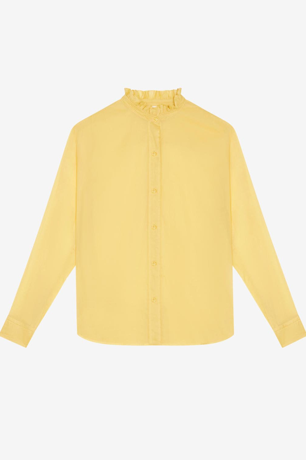 Gamble frilled-neck cotton shirt - Sunlight - Woman - 1