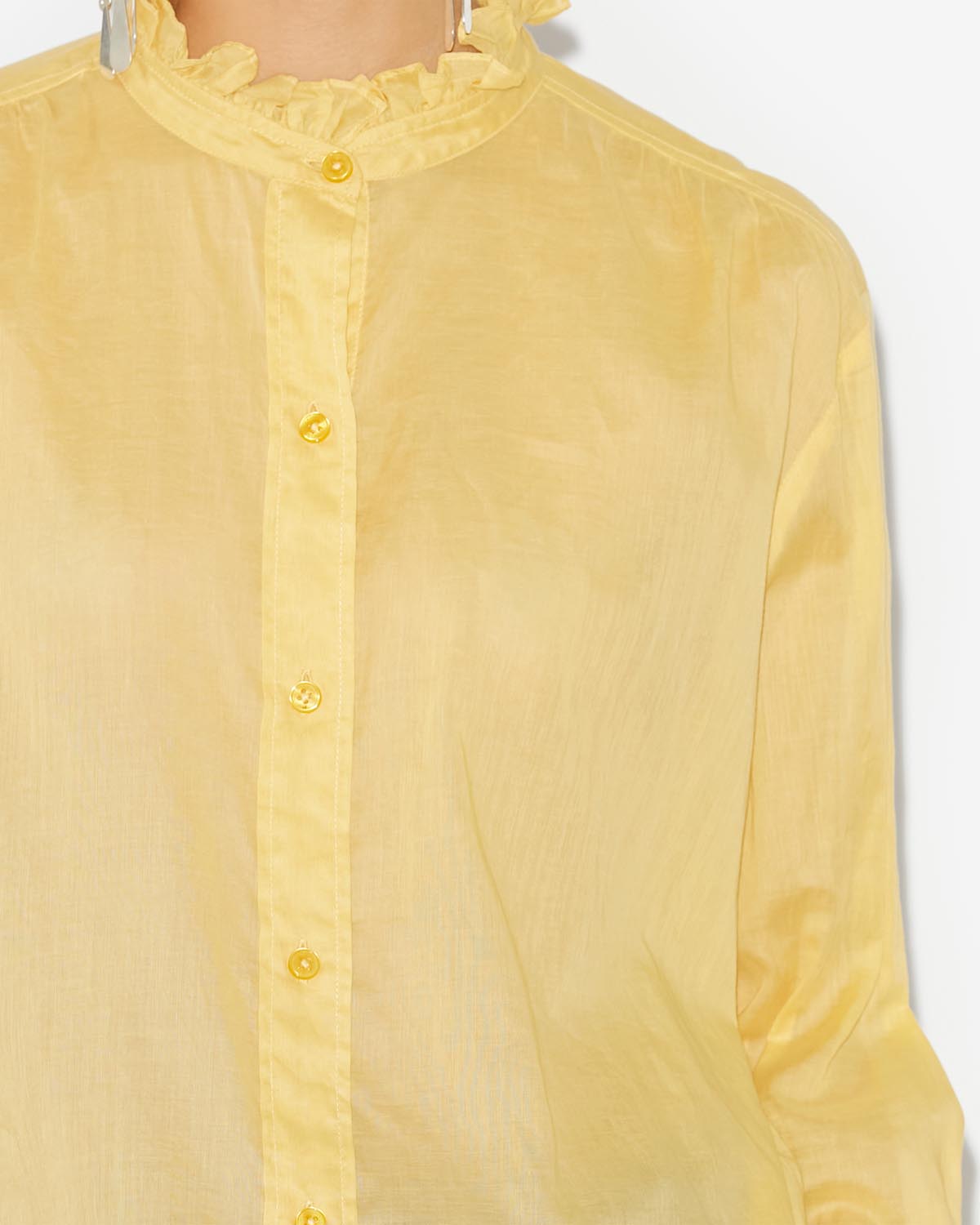 Gamble frilled-neck cotton shirt - Sunlight - Woman - 3
