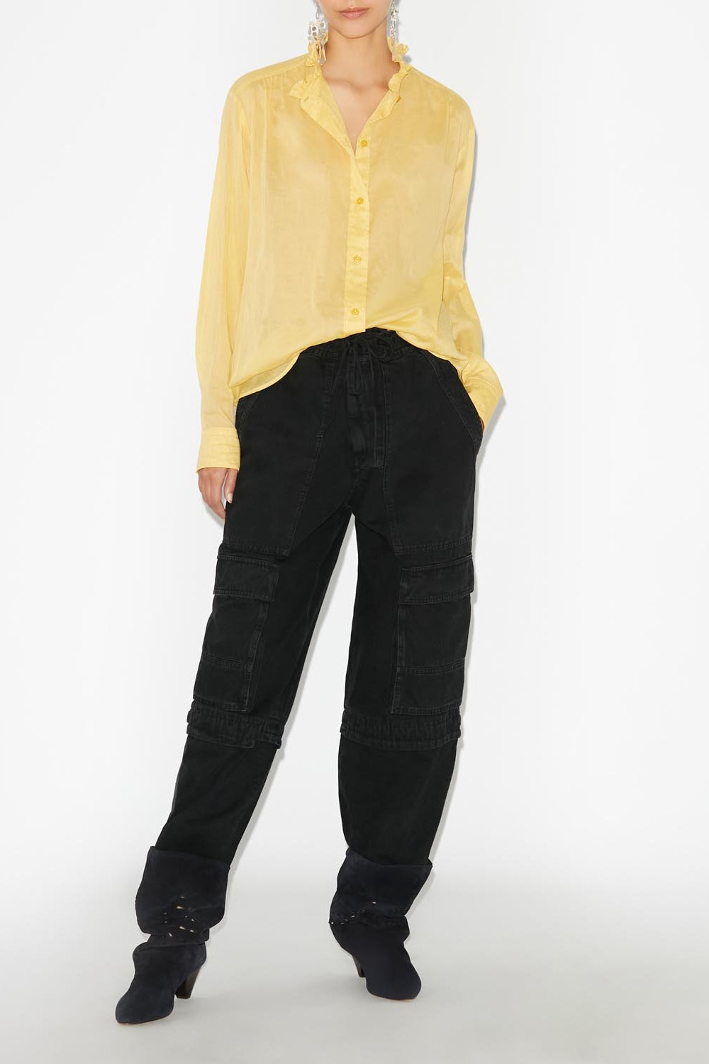 Gamble frilled-neck cotton shirt - Sunlight - Woman - 3