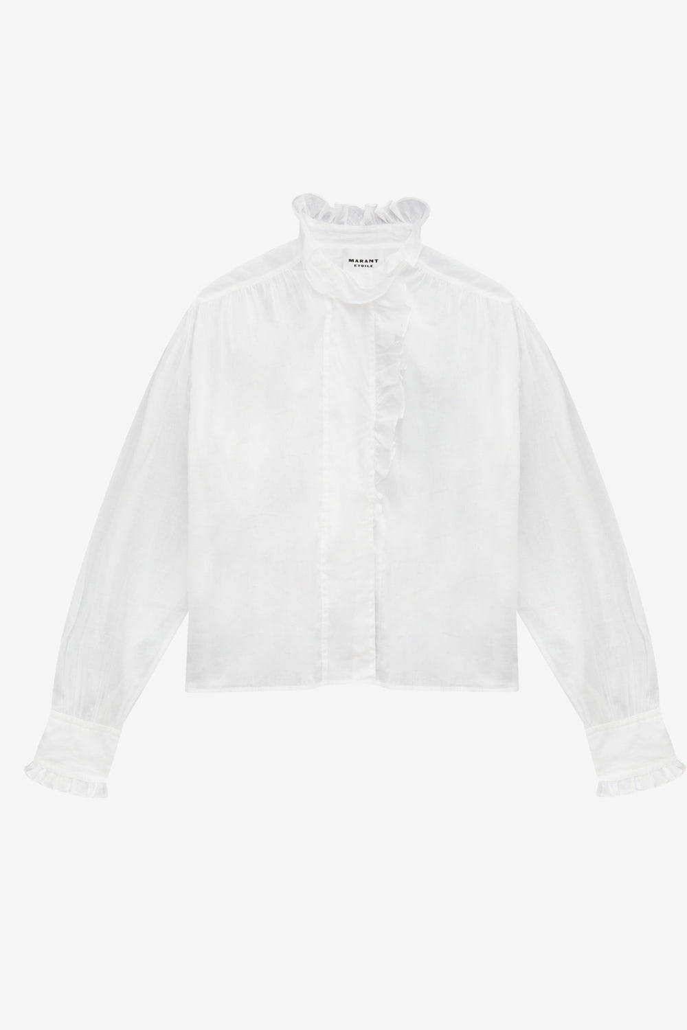 Blusa pamiala de gasa de algodón lisa con volantes - Blanco - Woman - 1