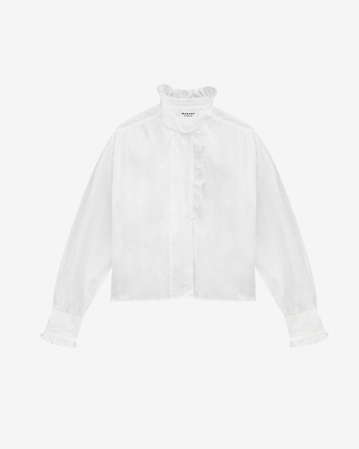 Blusa pamiala de gasa de algodón lisa con volantes - Blanco - Woman - 5