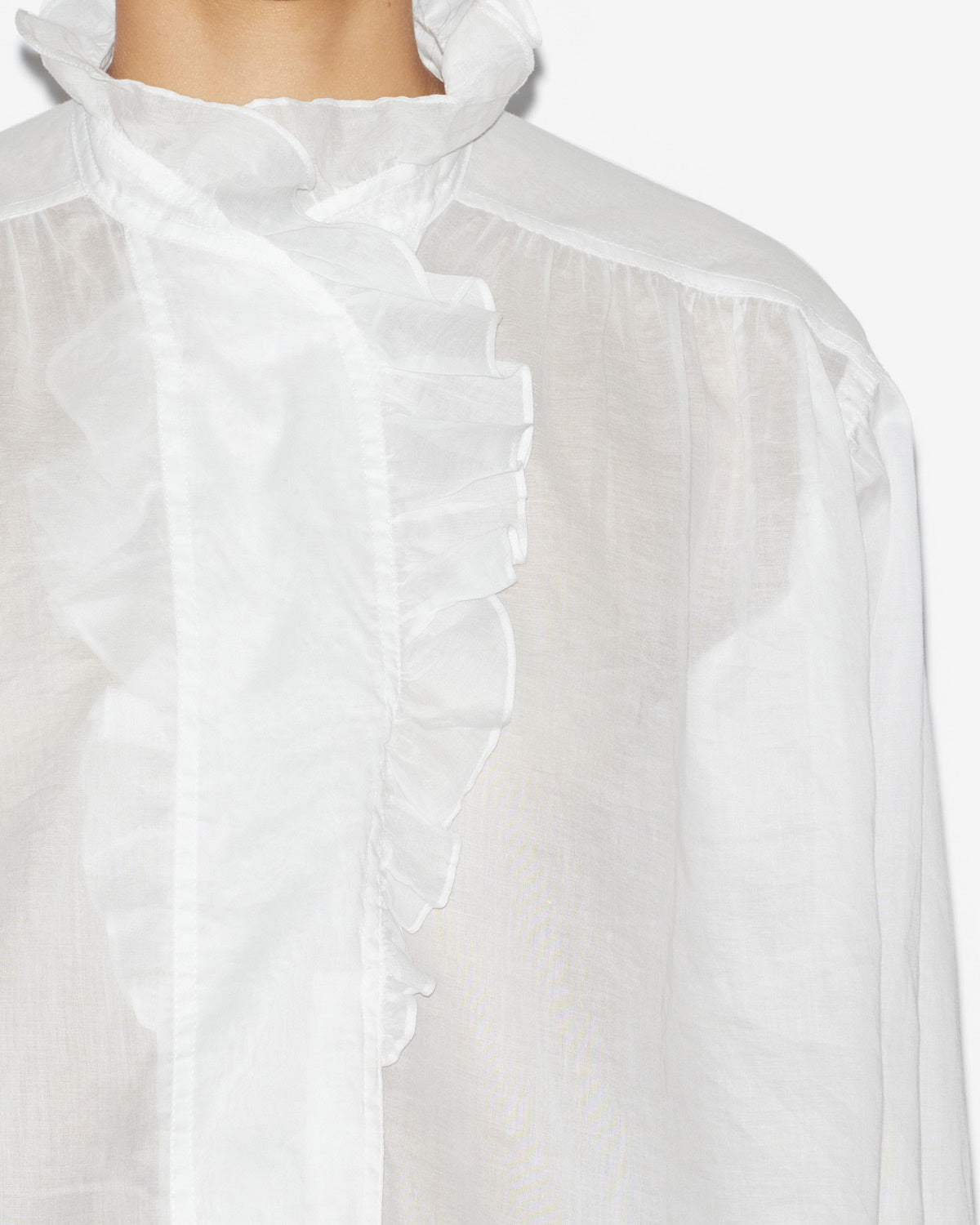 Blusa pamiala de gasa de algodón lisa con volantes - Blanco - Woman - 2