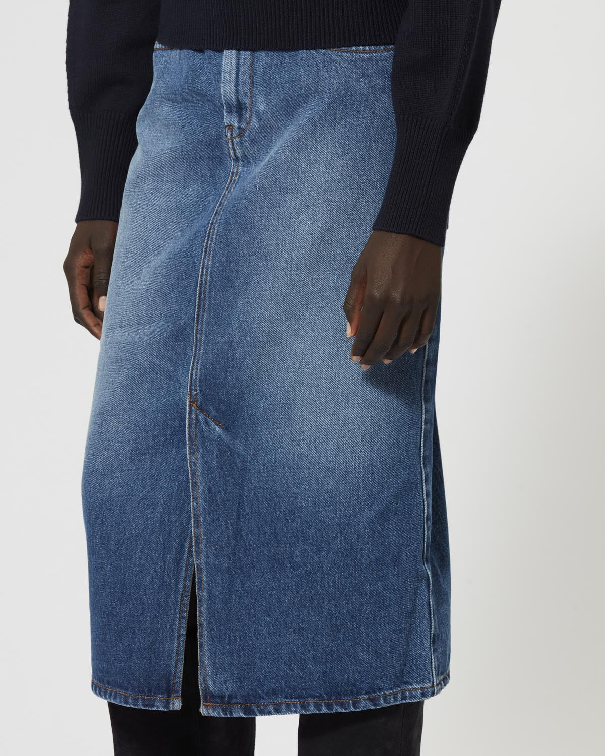 Tilauria midi skirt in fine denim - Blue - Woman - 4