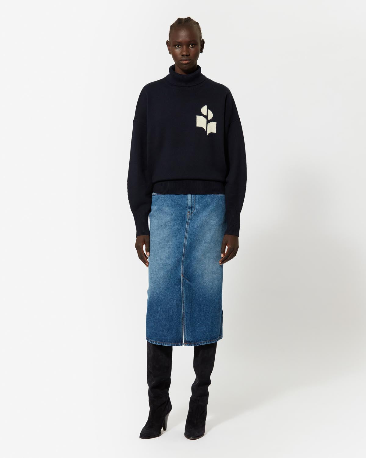 Tilauria midi skirt in fine denim - Blue - Woman - 2