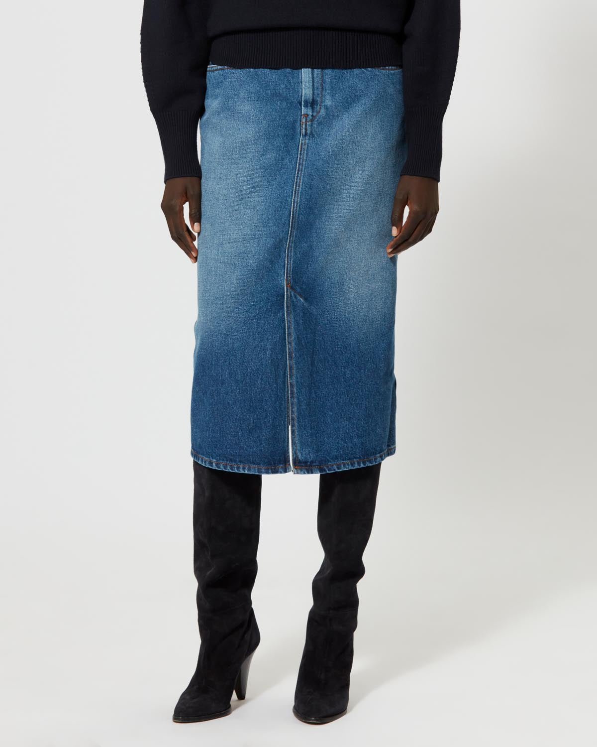 Tilauria midi skirt in fine denim - Blue - Woman - 6