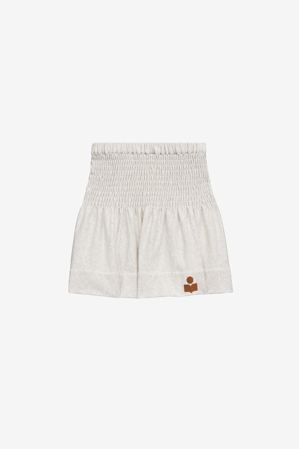 Jupe courte pacifica en jersey smocké - Ecru/camel - Woman - 1