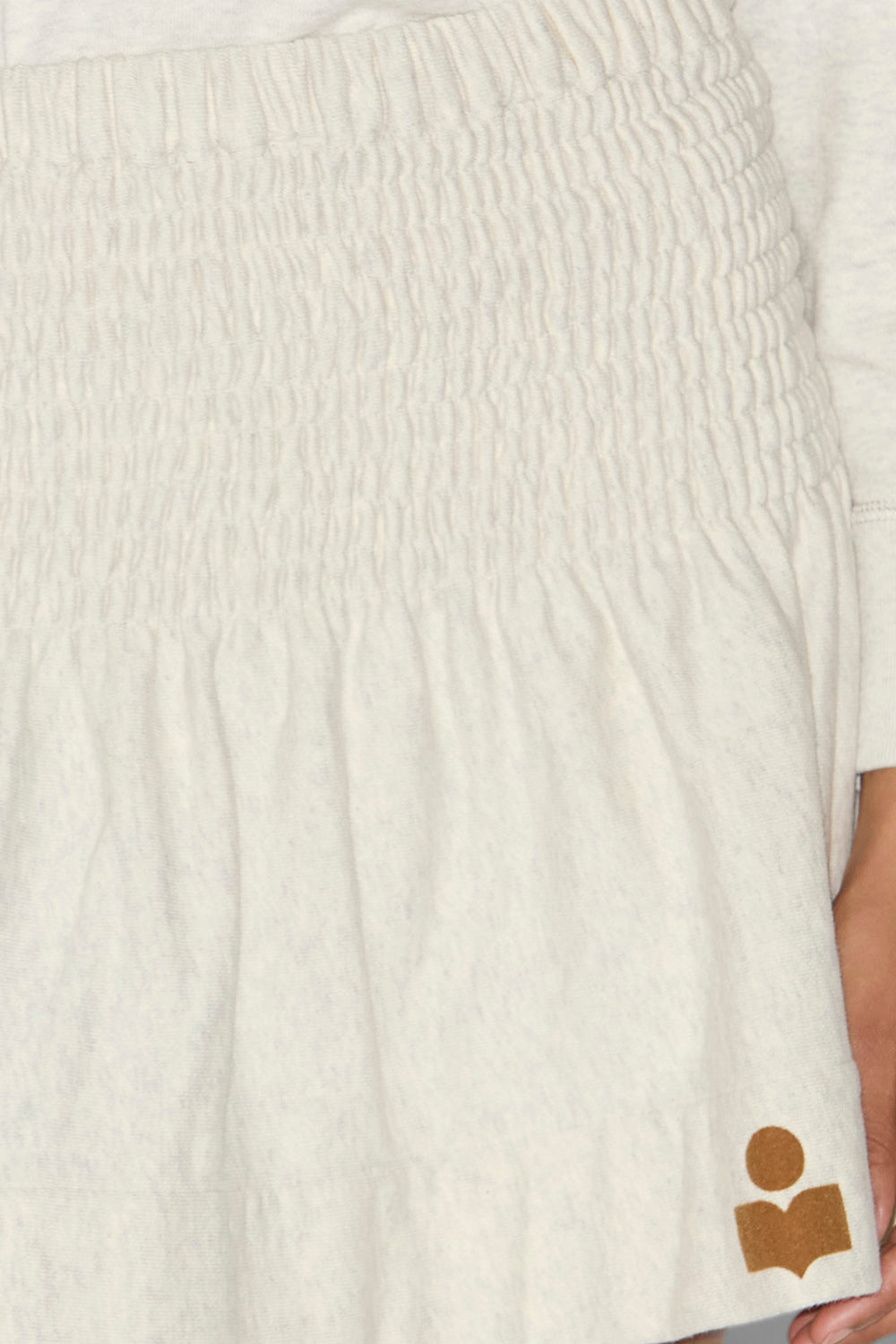 Jupe courte pacifica en jersey smocké - Ecru/camel - Woman - 3