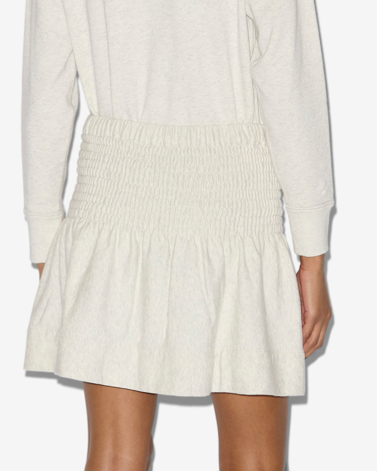 Jupe courte pacifica en jersey smocké - Ecru/camel - Woman - 4