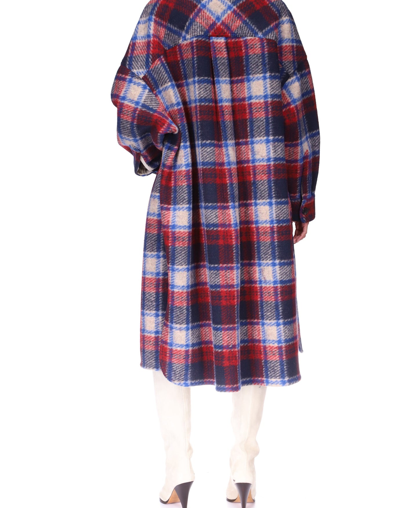 Fontizi long wool coat - Blue and red - Woman - 2