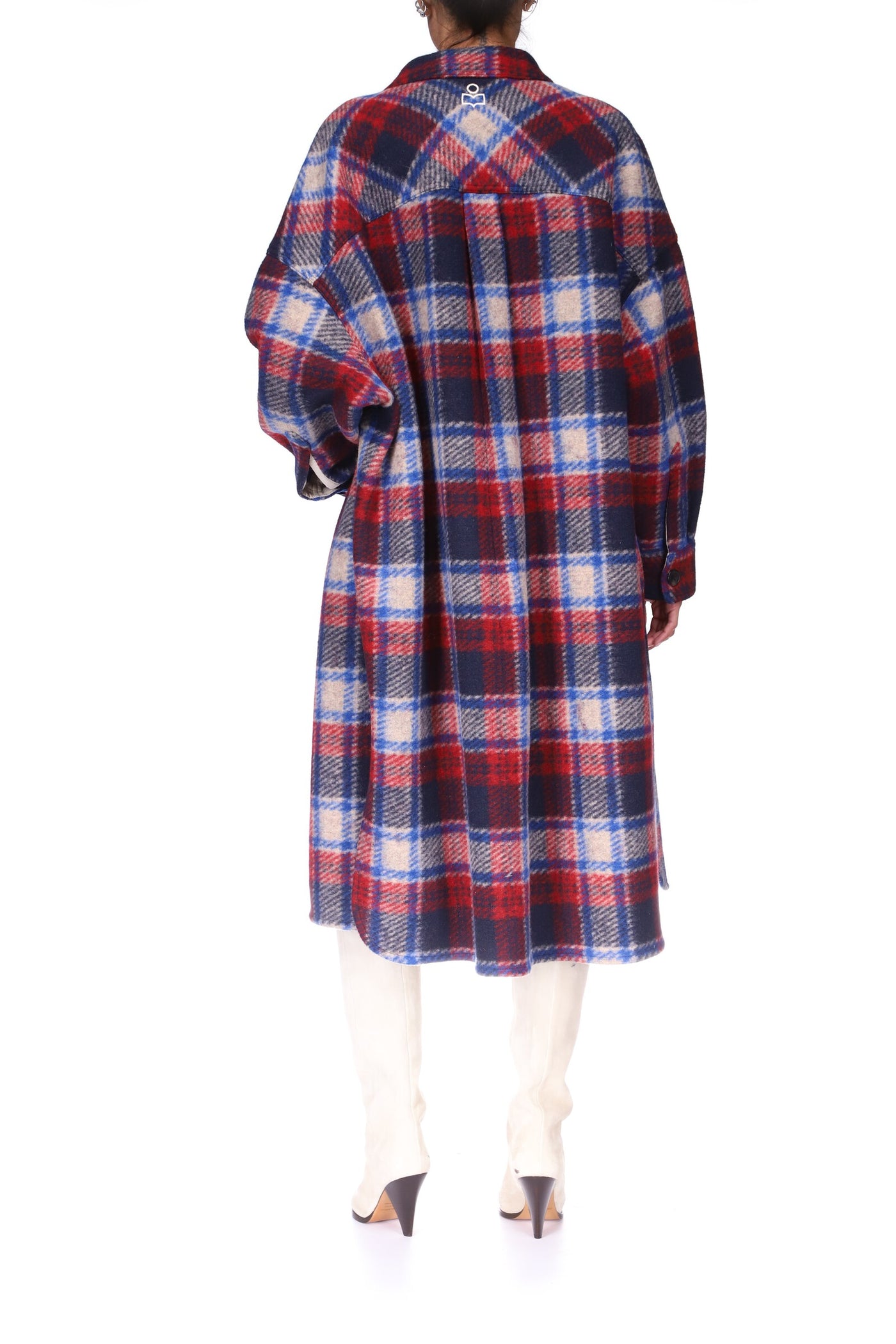 Fontizi long wool coat - Blue and red - Woman - 3