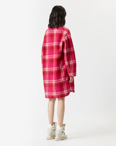 Gabriel wool checked coat - Fuchsia - Woman - 4