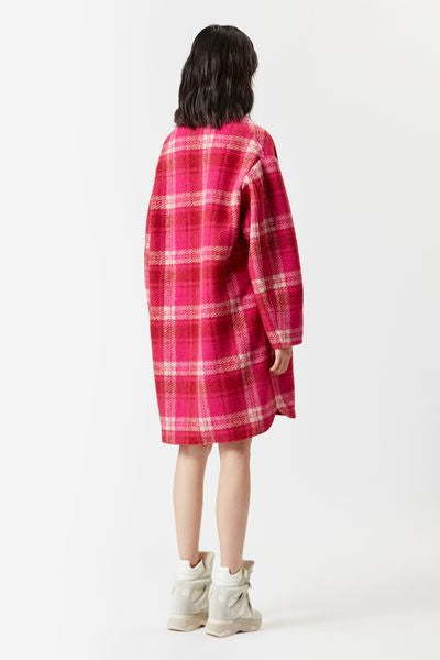 Gabriel wool checked coat - Fuchsia - Woman - 5
