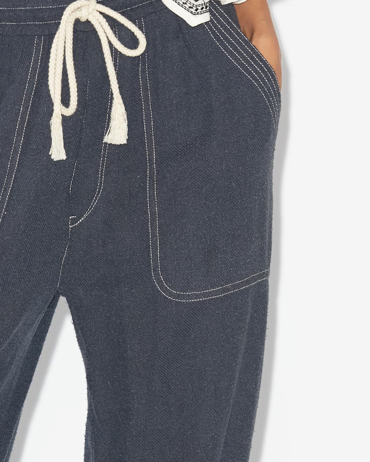 Pantalones sueltos de seda viamao - Negro lavado - Woman - 3