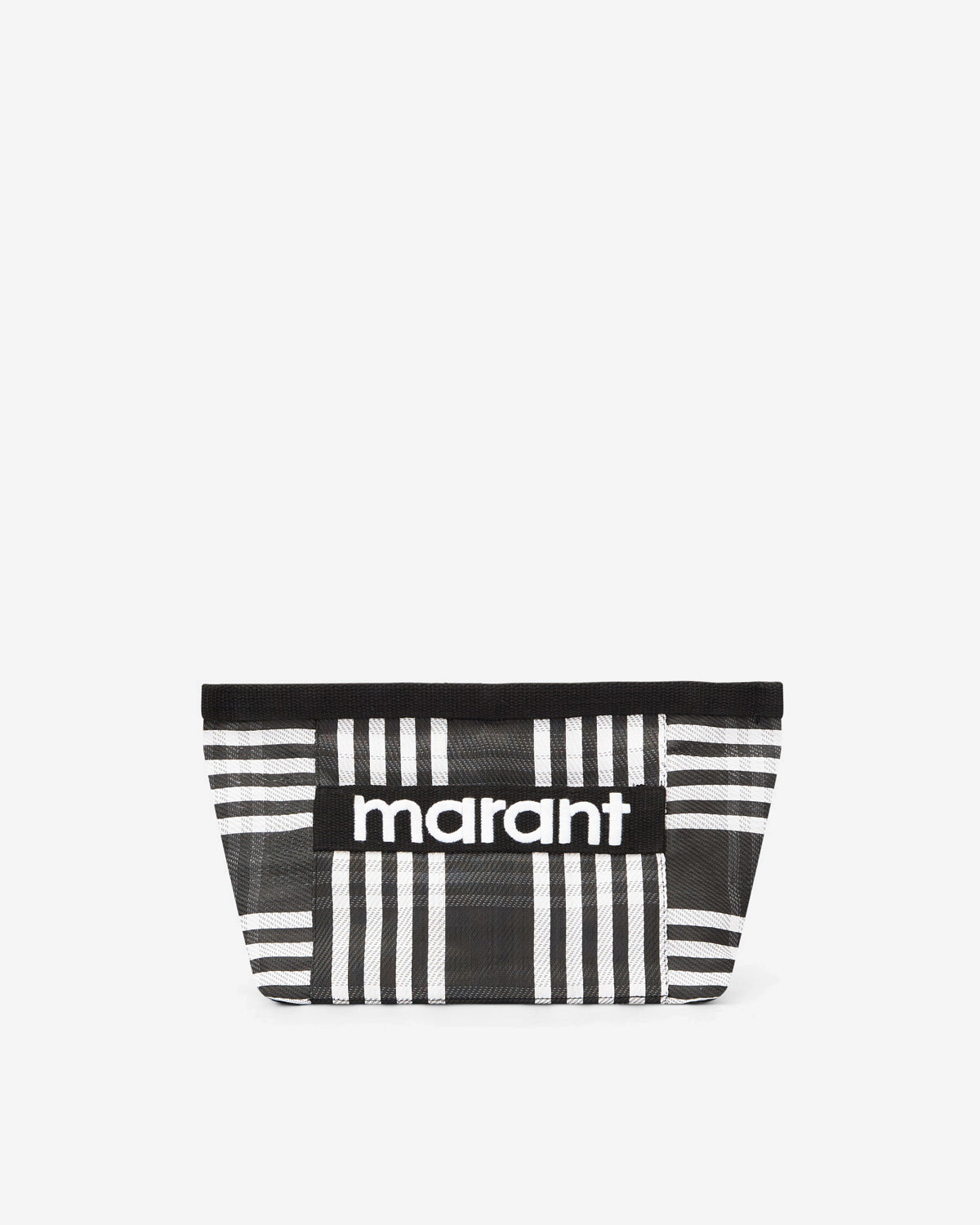 파우든 스트라이프 나일론 클러치백 - Black-white - Woman - 1