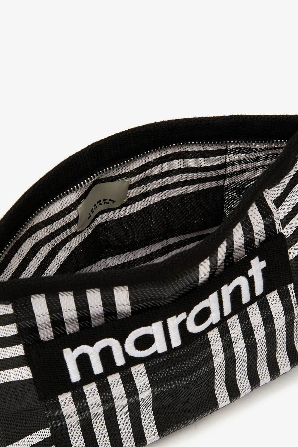 파우든 스트라이프 나일론 클러치백 - Black-white - Woman - 3