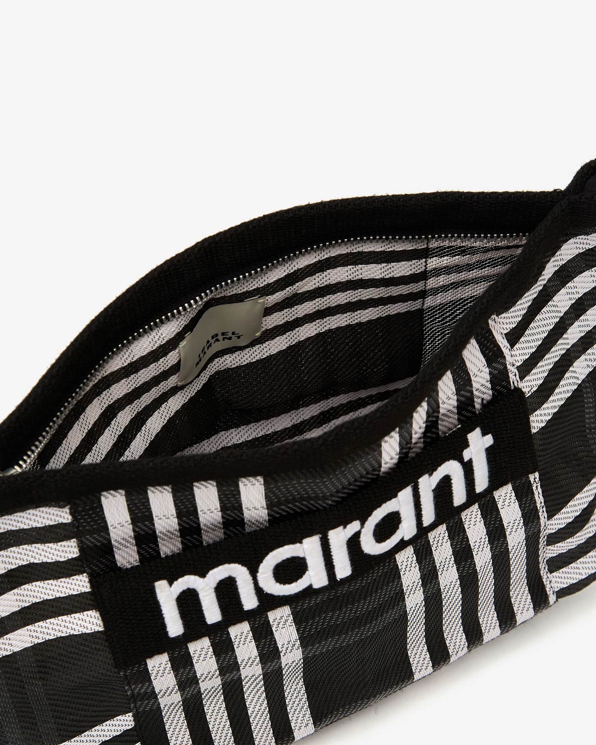 파우든 스트라이프 나일론 클러치백 - Black-white - Woman - 3