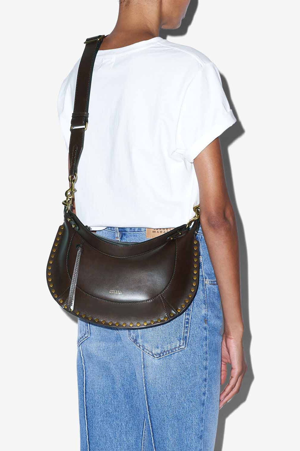 Bolso de mano y hombro de piel de becerro naoko - Chocolate - Woman - 7