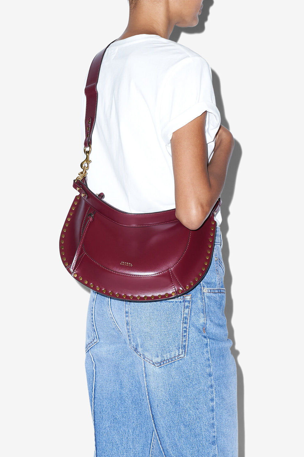 Naoko studded leather bag - Burgundy - Woman - 7