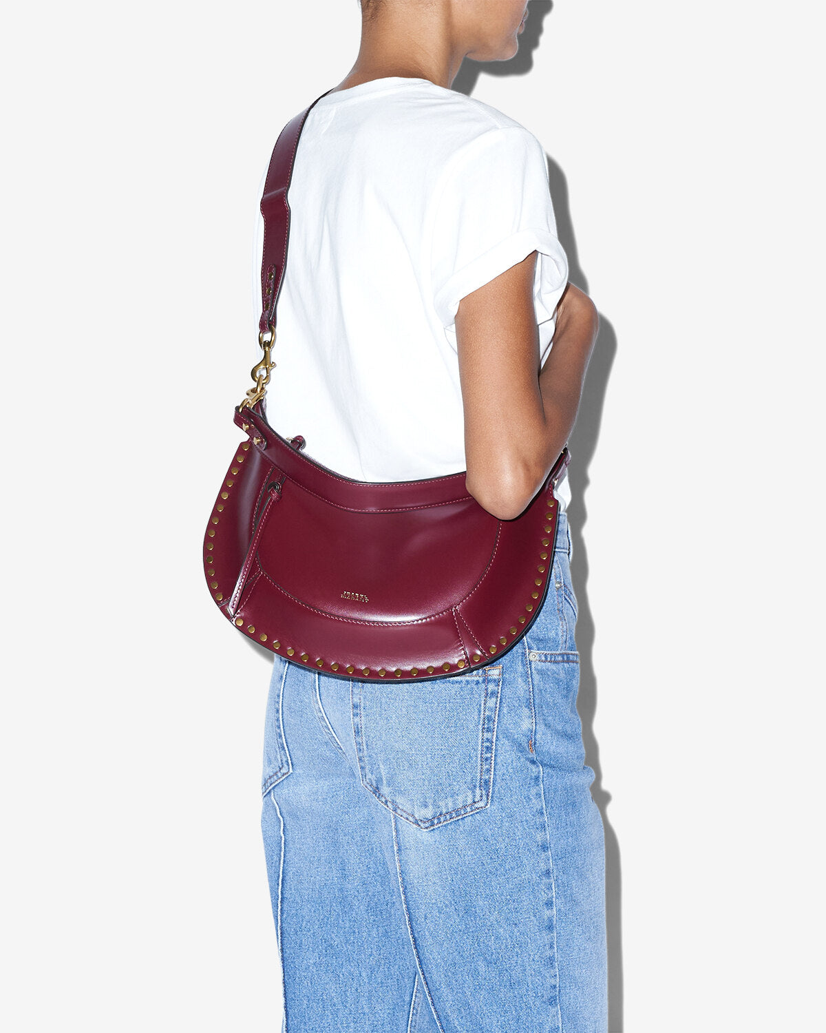 Naoko studded leather bag - Burgundy - Woman - 7