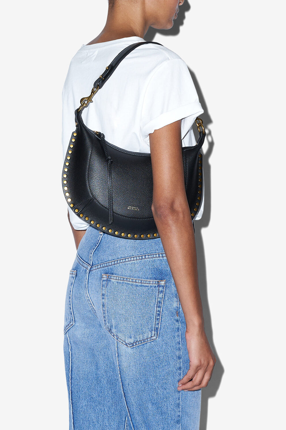 Genarbte ledertasche mit nieten naoko - Schwarz - Woman - 2