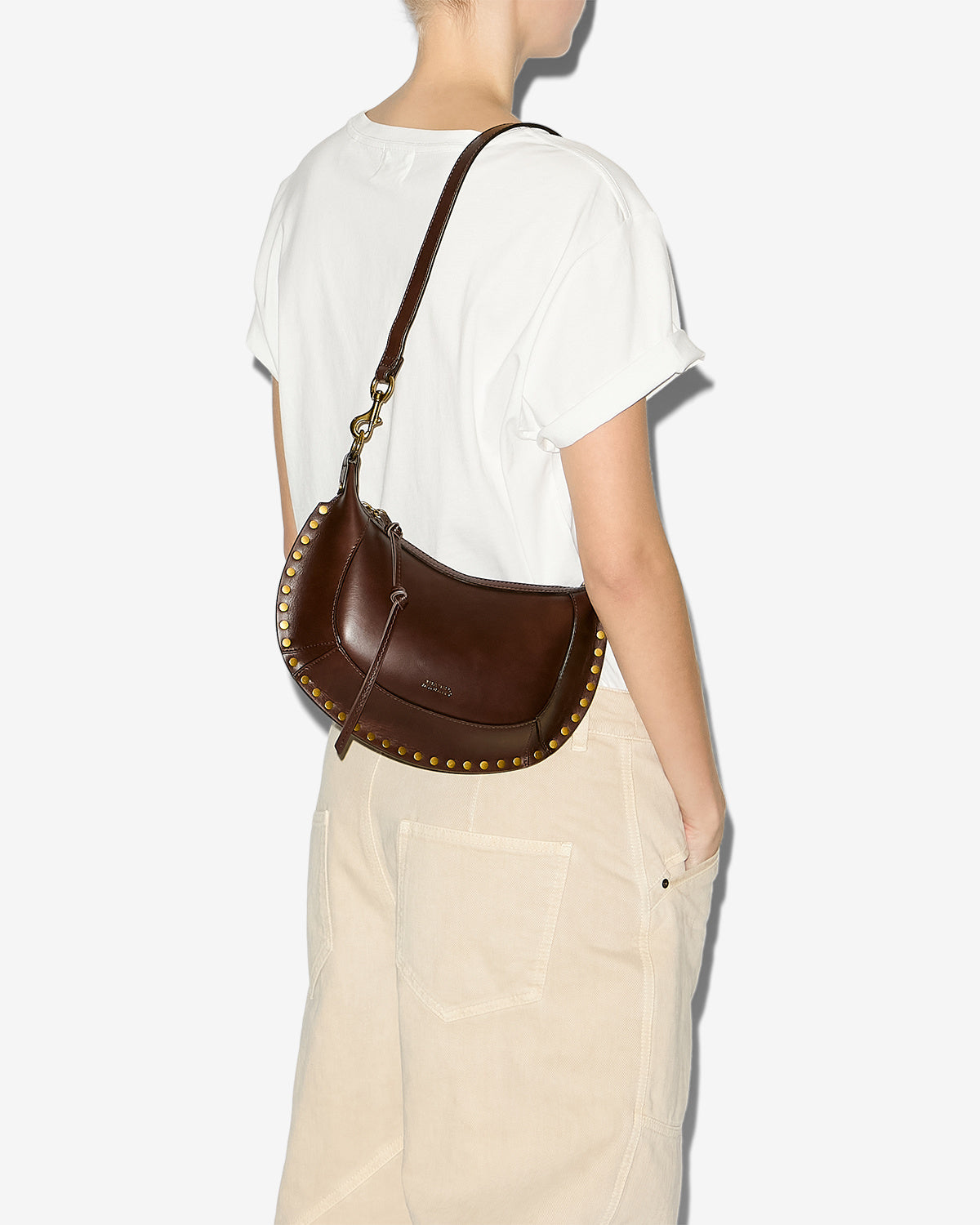 Borsa oskan moon in pelle di vitello da portare a spalla - Chocolate - Woman - 4