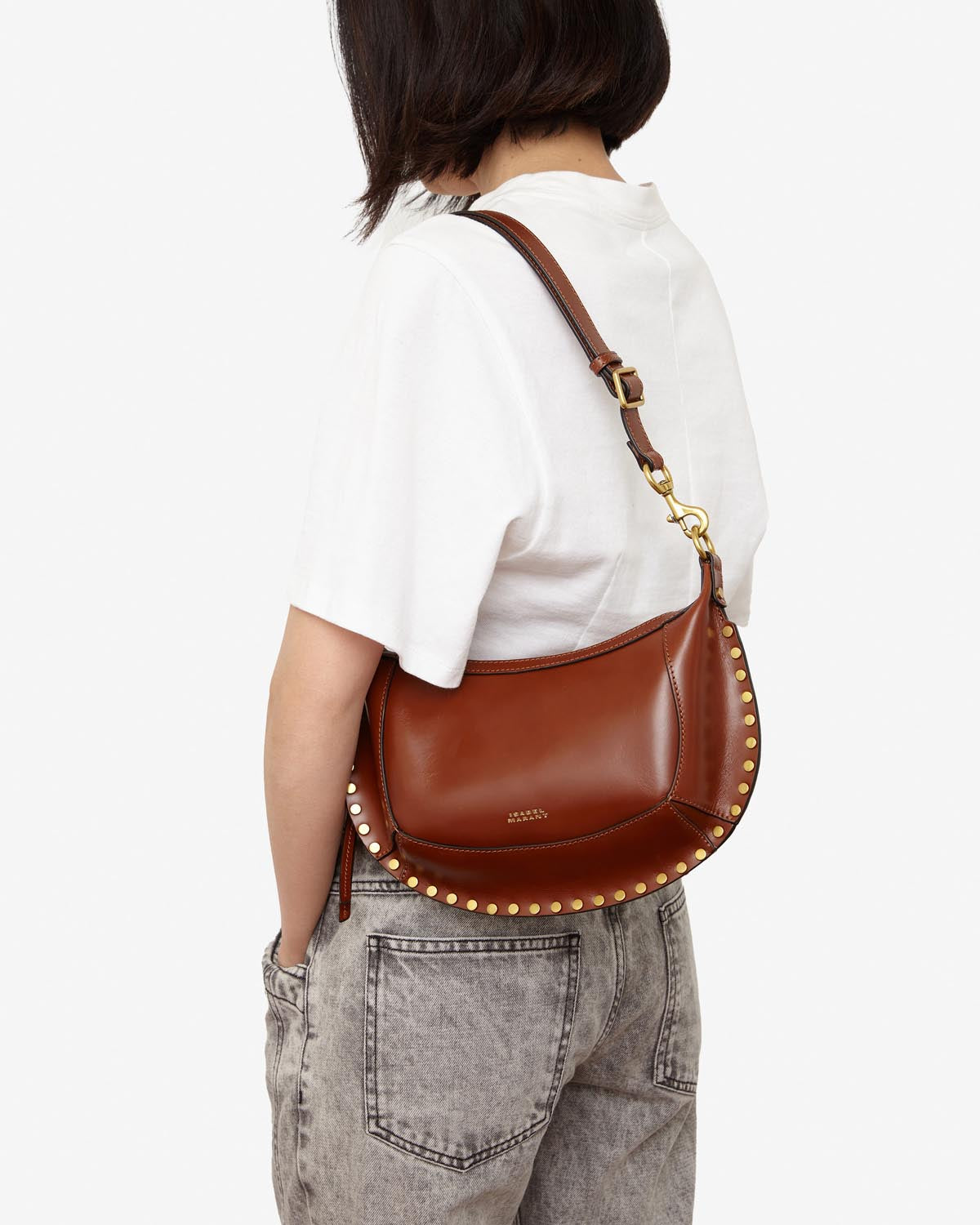Bolso de hombro de piel oskan moon - Cognac - Woman - 4