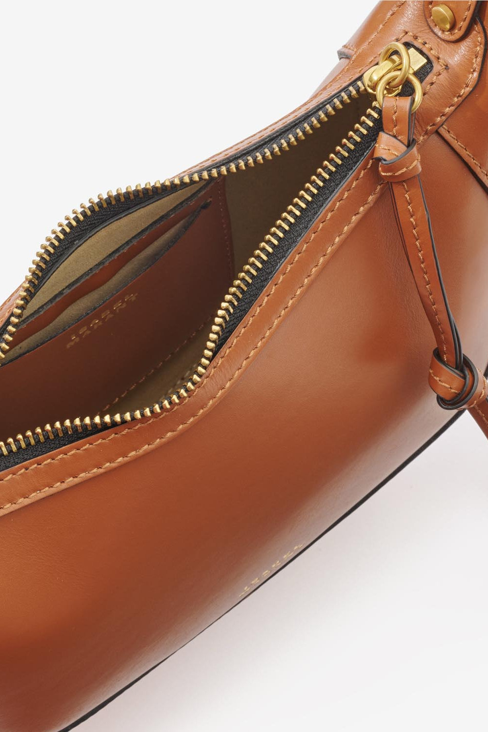 Oskan moon shoulder bag in soft leather - Cognac - Woman - 4