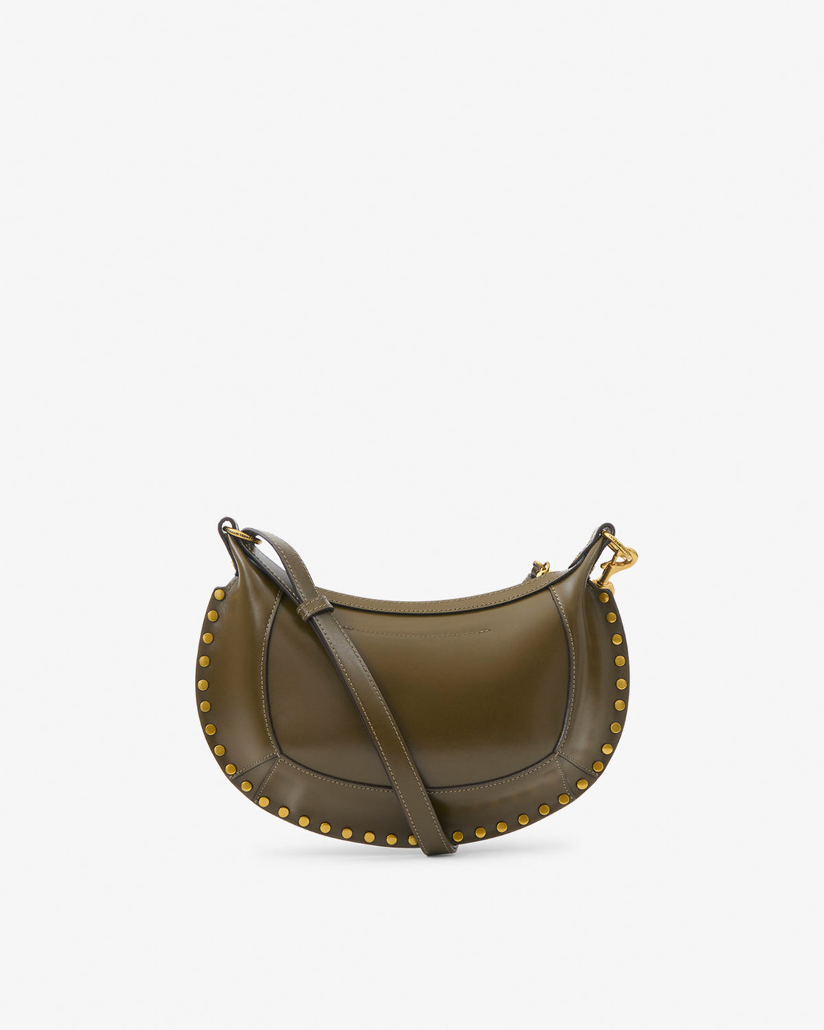 Oskan Moon bag in grained leather Woman dark olive | ISABEL MARANT