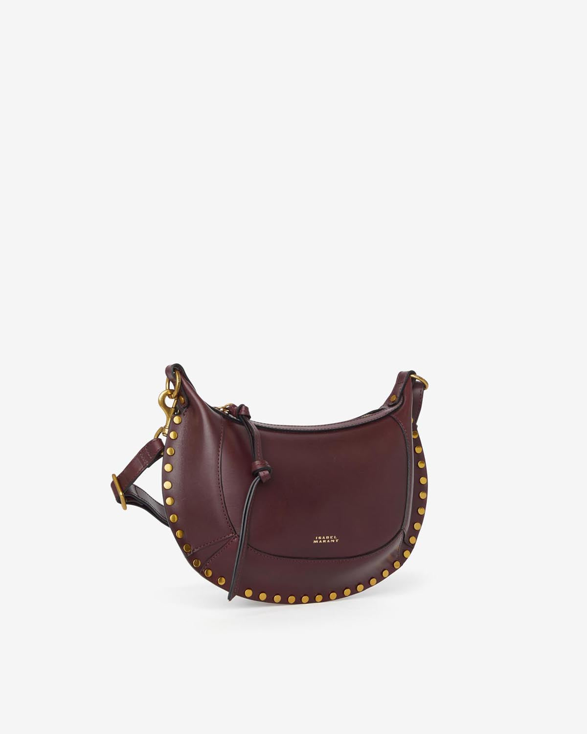 Oskan moon shoulder bag in soft leather - Burgundy - Woman - 5