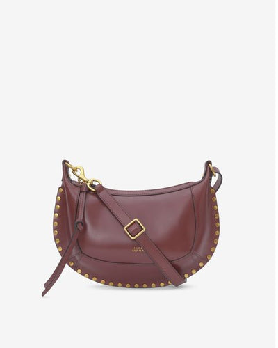 Oskan moon shoulder bag in soft leather - Burgundy - Woman - 7