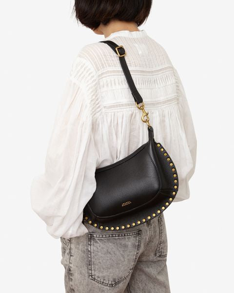 Oskan moon bag in full-grain leather Woman Black 5