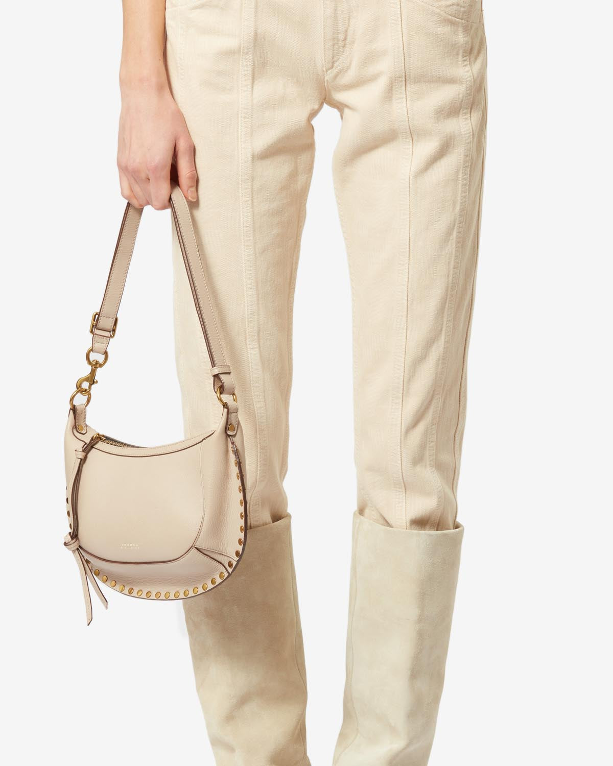 Schultertasche oskan moon aus genarbtem leder - Light beige - Woman - 4