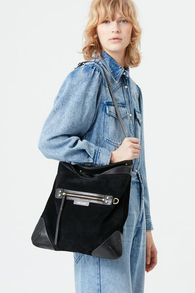 Bolso de hombro hobo de ante botsy day - Negro - Woman - 2