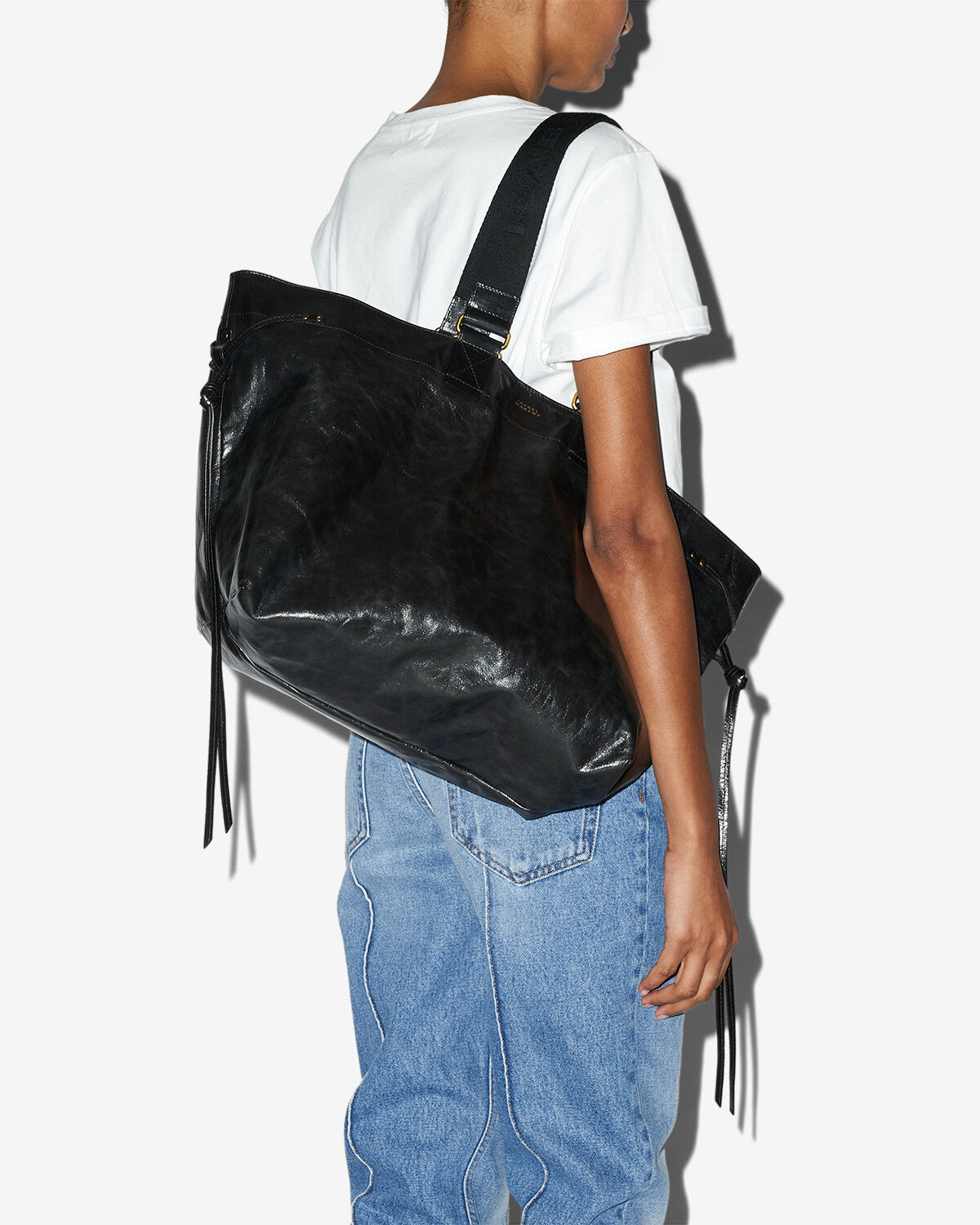 Wardy large tote bag in soft leather - Black - Woman - 7