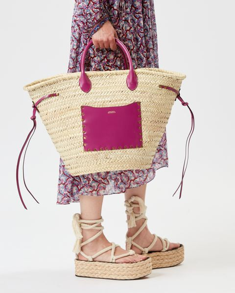 Cadix basket bag Woman Natural and purple 3