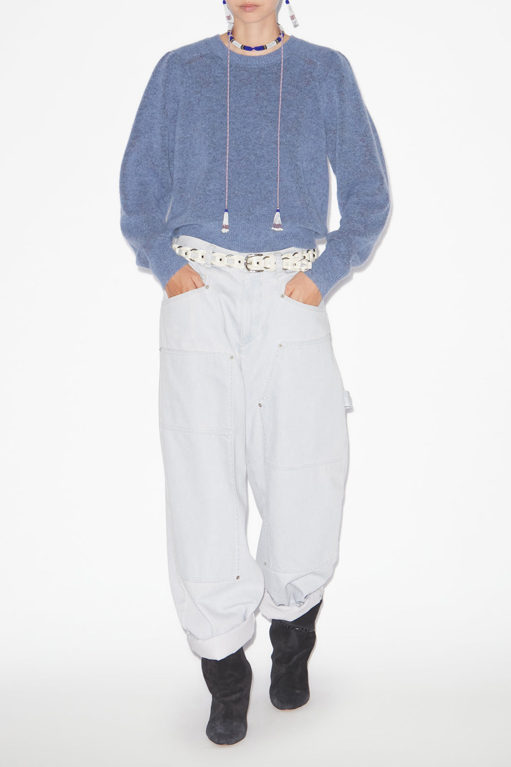 Peyton baby alpaca knit blend sweater - Sky blue - Woman - 2