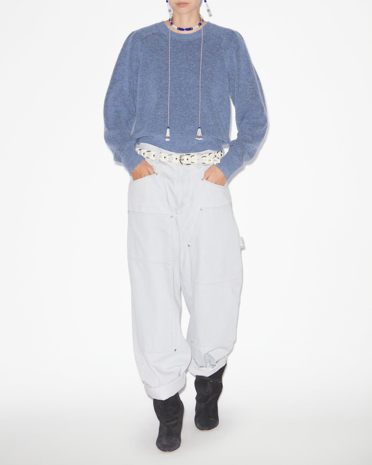 Peyton baby alpaca knit blend sweater - Sky blue - Woman - 1