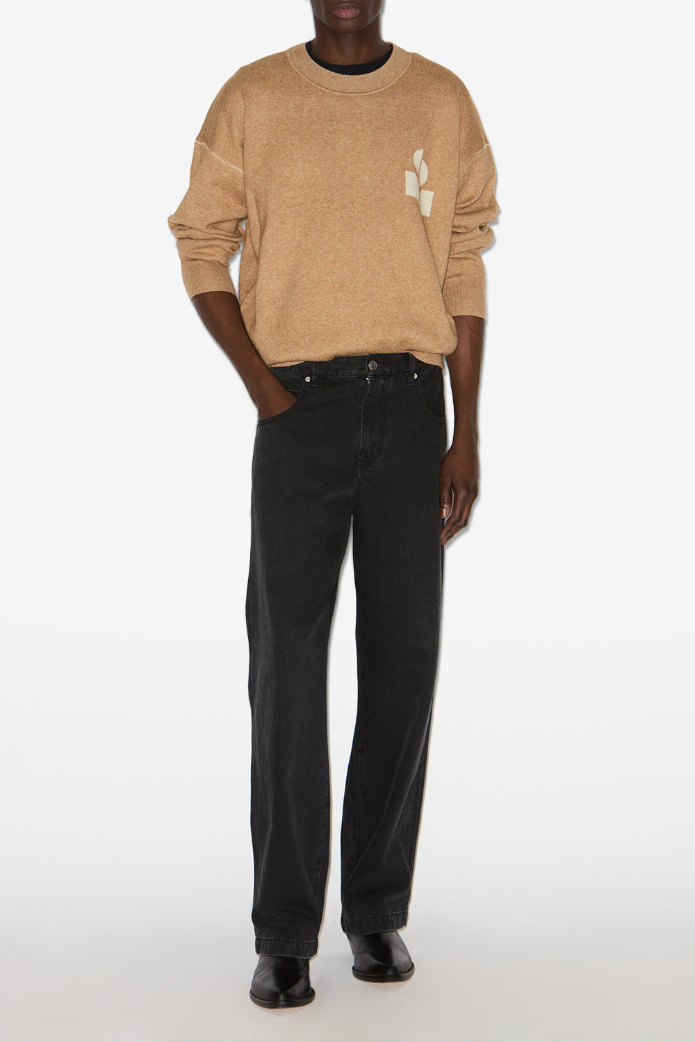 Atley cotton and wool sweater with logo - Camel - Man - 2