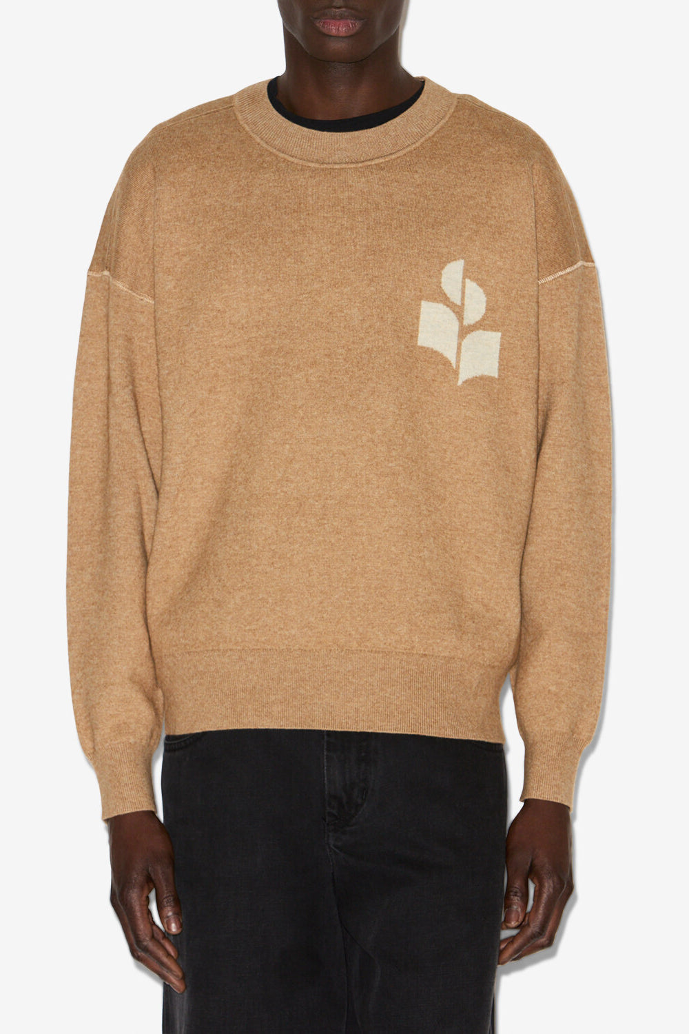 Atley cotton and wool sweater with logo - Camel - Man - 4