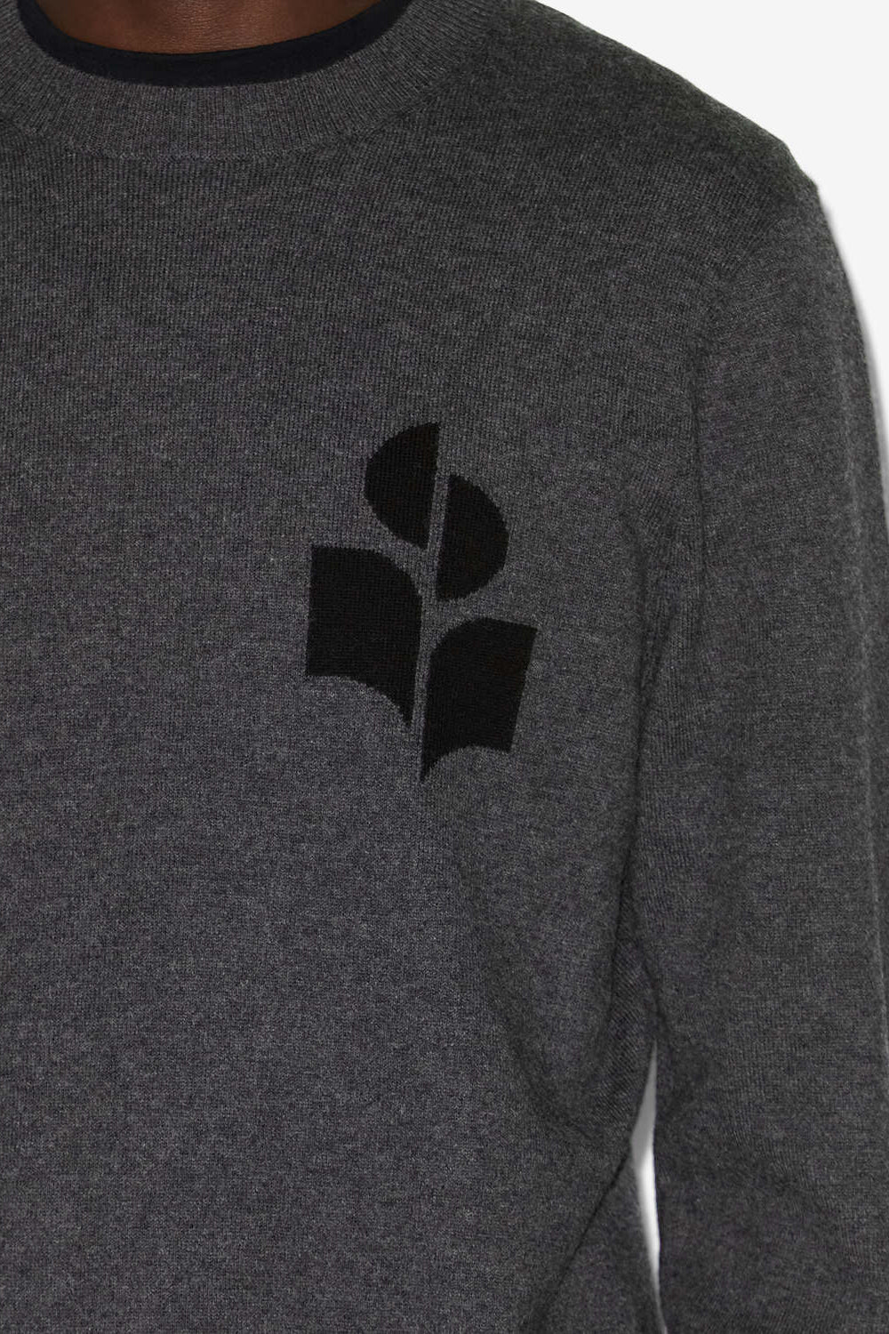 Evans cotton and wool sweater with logo - Anthracite - Man - 3