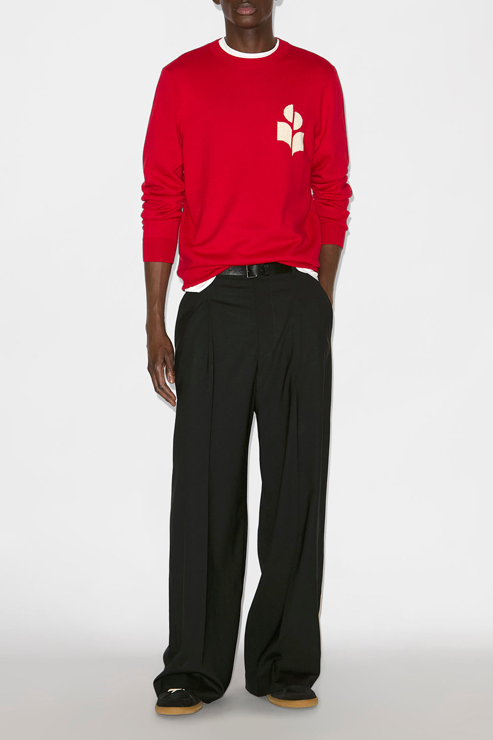 에반스 로고 디테일 울 & 면 스웨터 - Poppy red - Man - 2