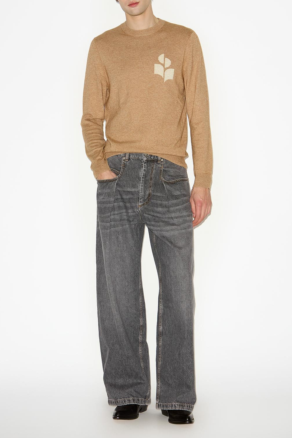 Evans wool blend logo sweater - Camel - Man - 2