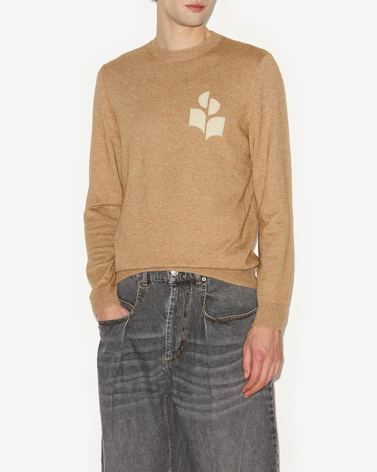 Evans wool blend logo sweater - Camel - Man - 3