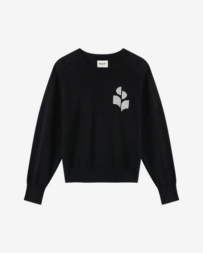 Marisans logo sweater in mixed cotton - Black and silver - Woman - 7