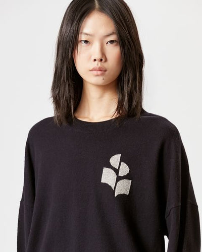 Marisans logo sweater in mixed cotton - Black and silver - Woman - 3