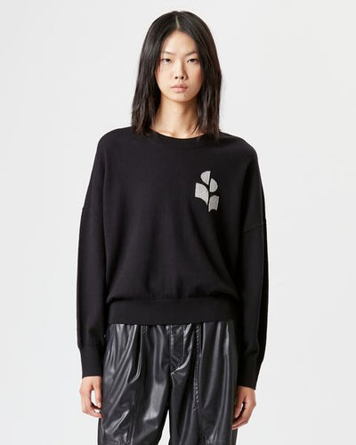 Marisans logo sweater in mixed cotton - Black and silver - Woman - 4