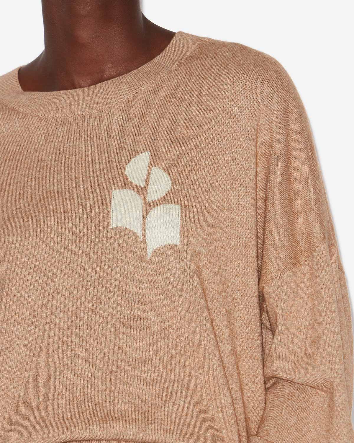 Marisans cotton and wool sweater with logo - Camel - Woman - 2