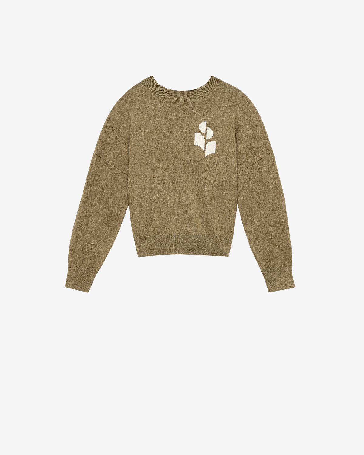 Marisans cotton and wool sweater with logo - Khaki - Woman - 5